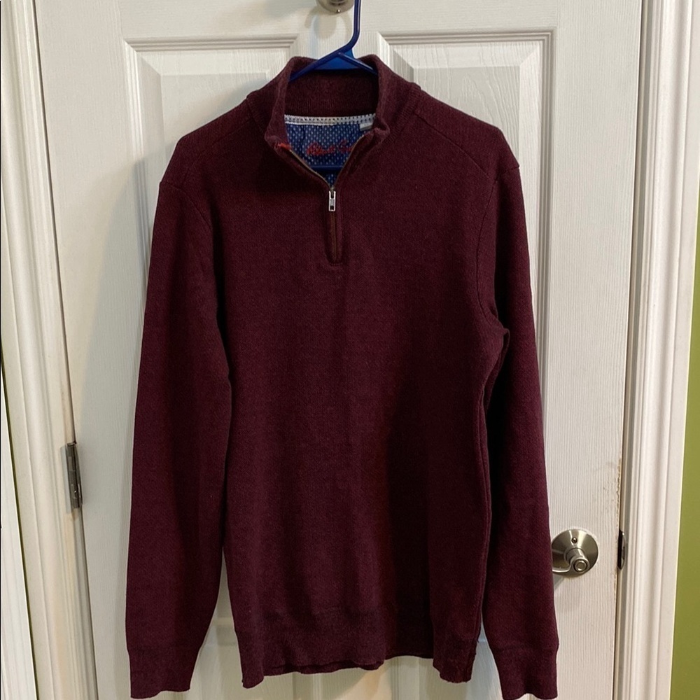Robert Graham Quarter Zip Pullover Sweater Red Maroon Men's Size Large